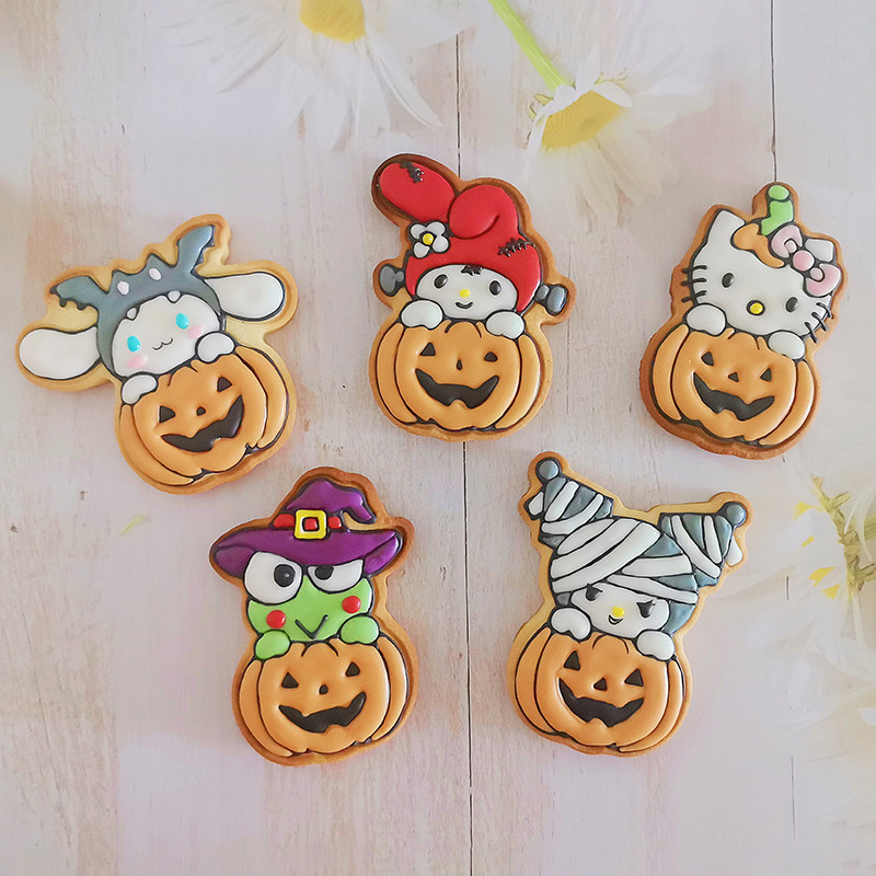 糖安然老师万圣节卡通动物糖霜饼干曲奇饼模具按压式烘焙DIY制作