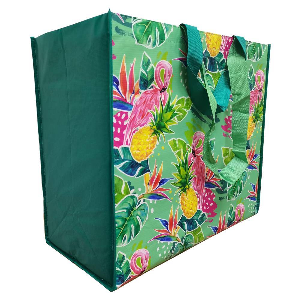 新疆包邮特大号绿底火烈鸟丽新布手提袋购物买 菜袋大容量收纳袋