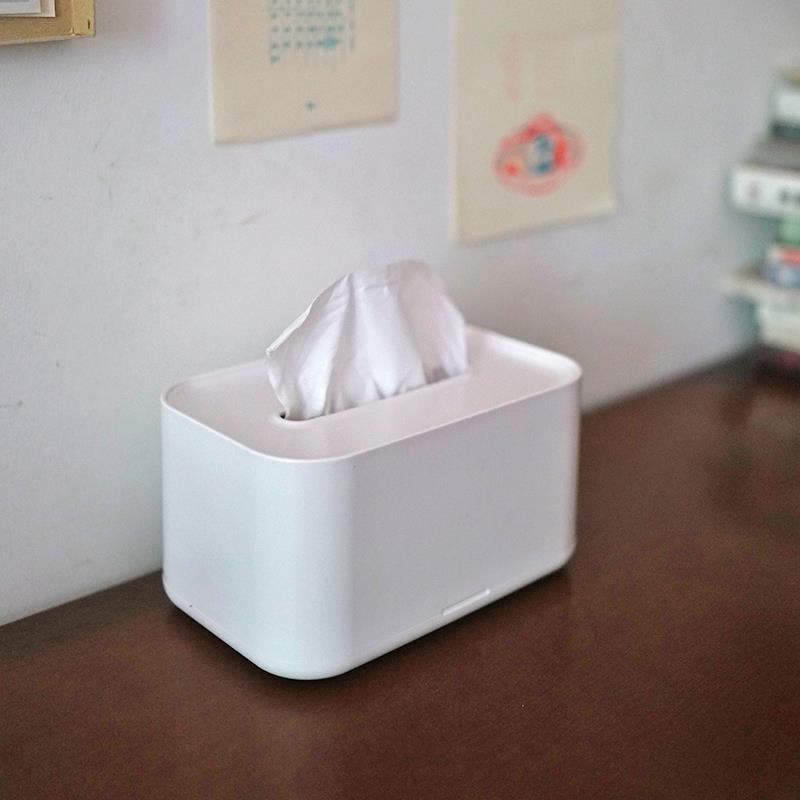 新疆包邮朴房 北欧简约纯白纸巾盒 内置弹簧免打孔桌面纸盒餐巾纸