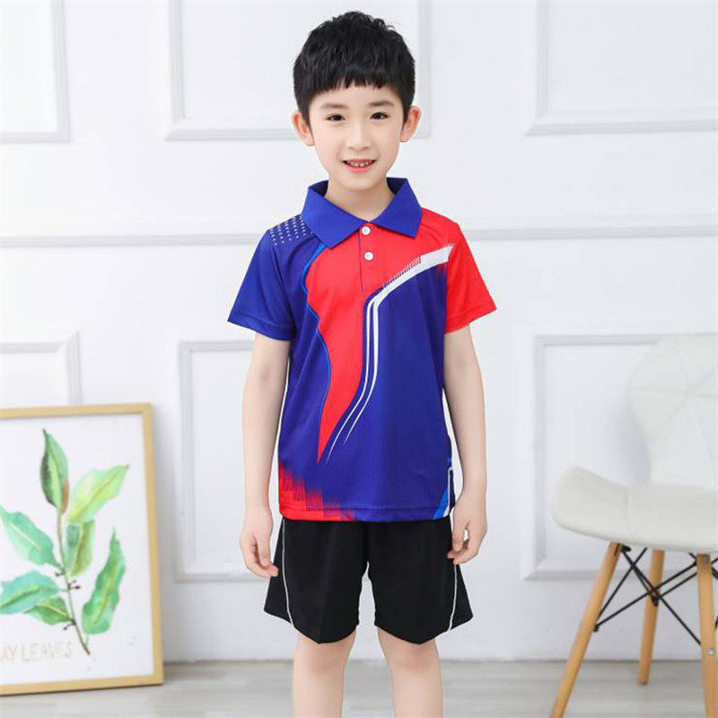 新品速干透气羽毛球衣儿童男童女速干透气排球服运动小学生孩乒乓