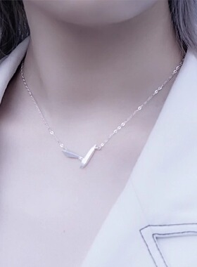 一寸十里纯银冰晶水滴V形项链