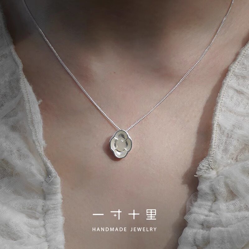 一寸十里海棠纯银宝石项链