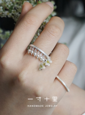 珍珠编织戒指纯银轻奢