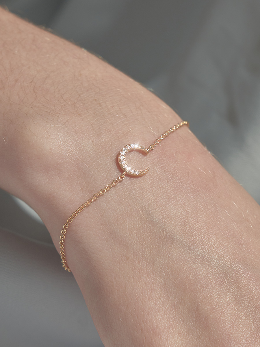 terra月牙镶钻手链原创设计小众轻奢高级生日表白中秋情人节礼物