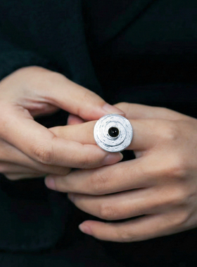 了木星迹非遗花丝纯银黑玛瑙耳环