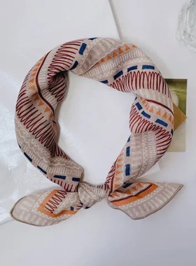 印花女超美春秋5新品领巾2025实体8包头巾搭配x58小方巾热销棉麻