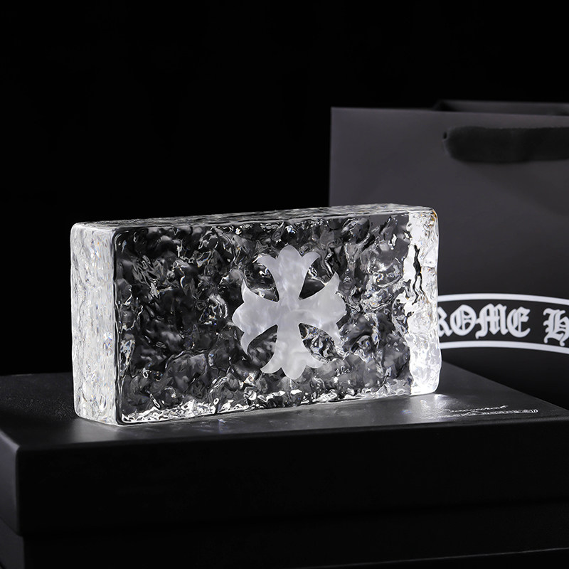 thumbnail for Creative light luxury croixin crystal plate brick jewelry placement storage table, high-end transparent tabletop decoration paperweight ornaments