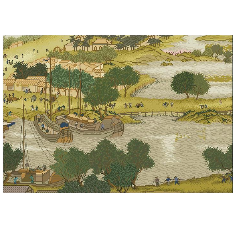 法国dmc十字绣 套件 专卖 客厅-精准印花dmc清明上河图第六卷