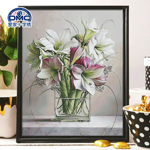 法国DMC十字绣套件 植物花卉 精准印花 油画类-淡雅的香水百合
