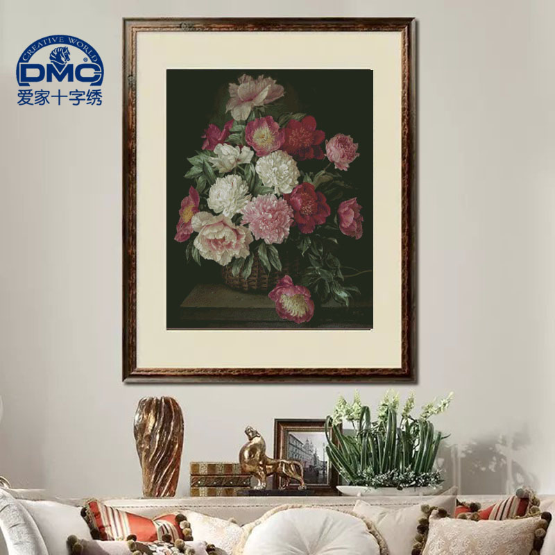 dmc十字绣套件  客厅 卧室 精准印花  世界名画 油画 牡丹