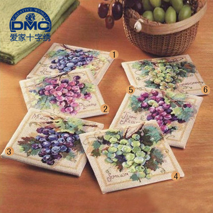 DMC十字绣套件  客厅 卧室 精准印花  水果 厨房 葡萄 6选1