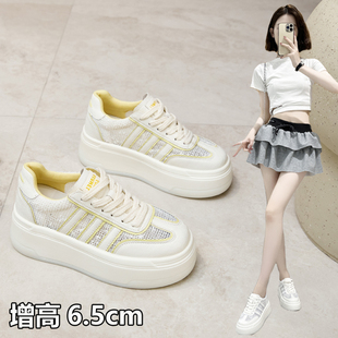 小个子显高鞋子女款夏季吸膜底女鞋不累脚网面厚底小白鞋小码3233
