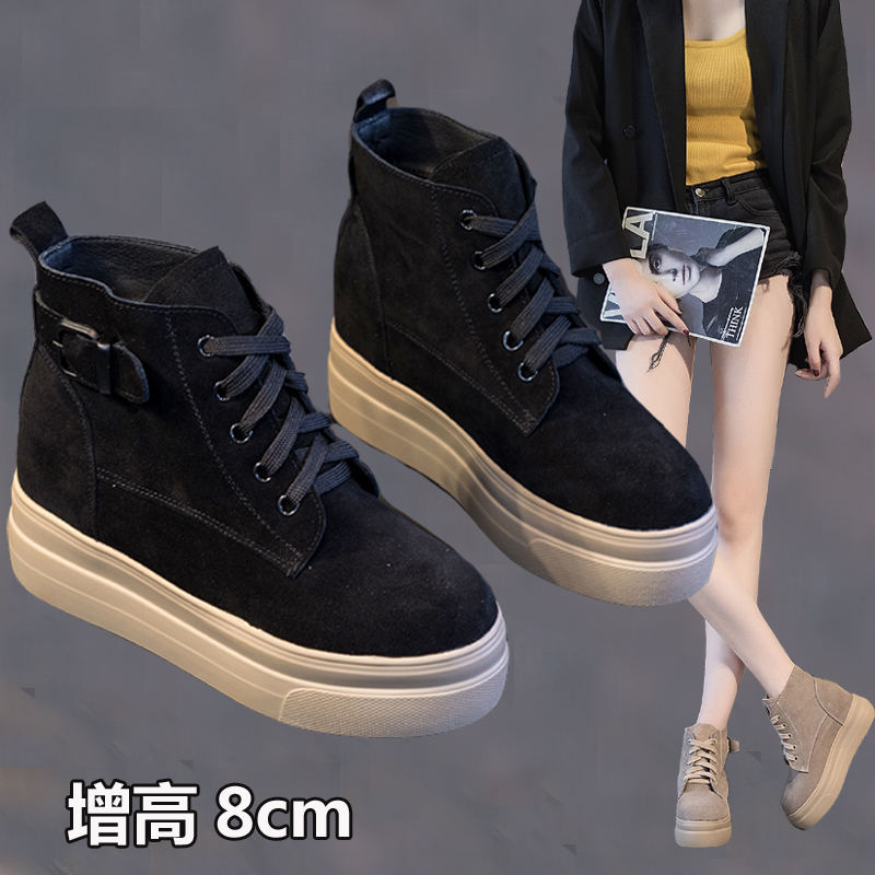 马丁靴女小码磨砂松糕鞋低帮短靴