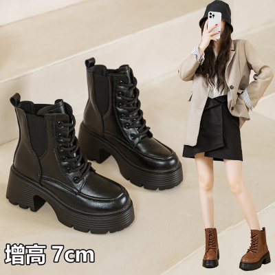 小个子粗跟小码马丁靴女