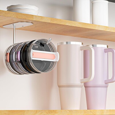 厨房纸架免打孔厨房不锈钢挂架橱柜杯盖挂钩史丹利杯盖收纳挂架