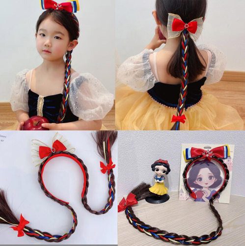儿童红大蝴蝶结假发辫子发箍