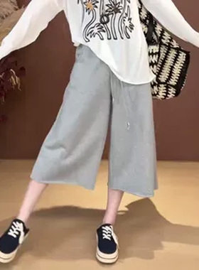 小个子灰色休闲裤女士2026夏季新款爆款裤子时尚宽松阔腿卫裤百搭