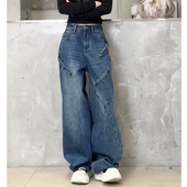 裤 新款 子加绒加厚长裤 时尚 小个子牛仔裤 百搭弯刀直筒裤 女2026春季