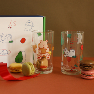 韩国dailylike可爱情侣透明玻璃水杯咖啡牛奶冷饮果汁啤酒杯2个