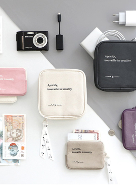 韩国进口iconic简约甜美棉布名片卡包零钱包数码整理包化妆收纳包
