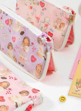afrocat 韩国可爱笔袋卡通洋娃娃防水拉链立体大容量学生文具包袋