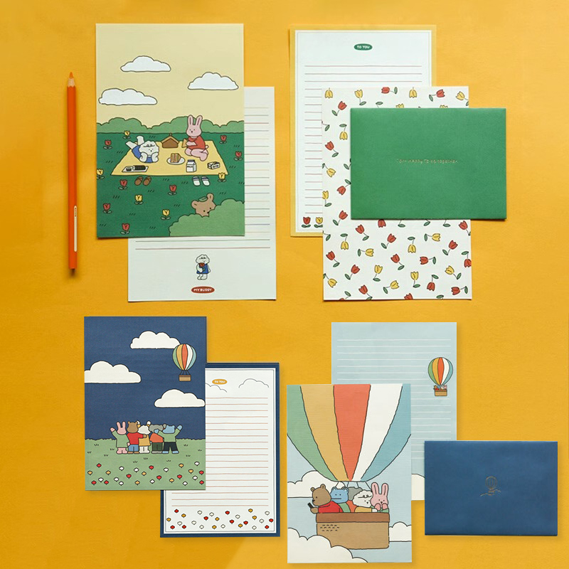 全彩页小清新信纸信封套装