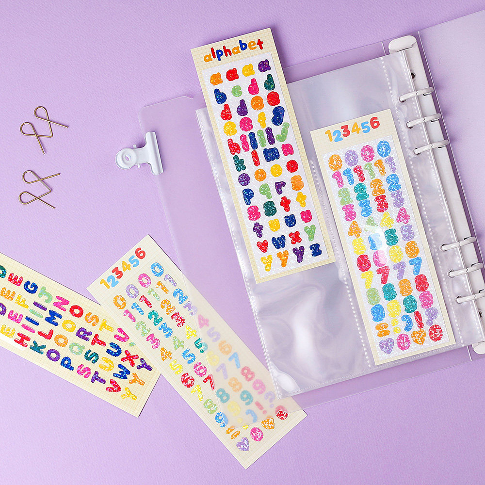 镭射英文字母数字防水彩色贴纸