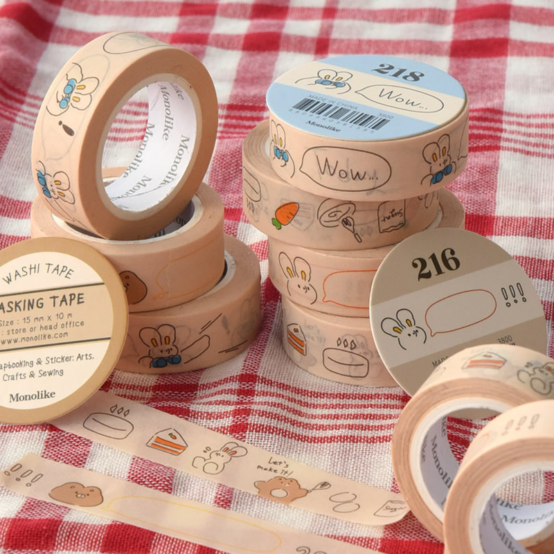 韩国monolike小清新卡通无痕美纹和纸10米胶带手账素材DIY装饰贴