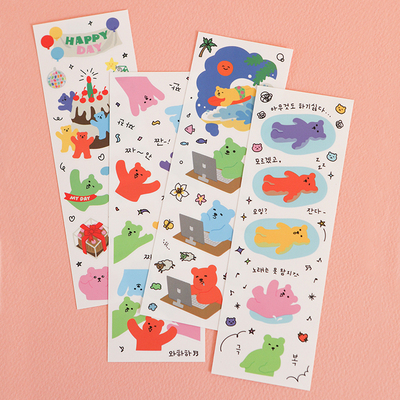 卡通无痕装饰贴纸咕卡韩国果冻熊