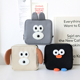 韩国romane可爱动物化妆包女ins风立体大容量口红气垫数码收纳包