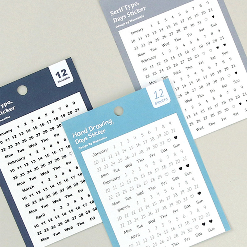 月份日期数字透明装饰标记贴纸