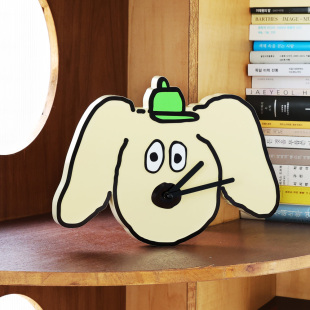 韩国romane可爱狗狗ins风异形时钟指针式 饰钟学生学习静音挂钟 装