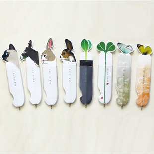 韩国正品bookfriends可爱动物文具纸质书签圆珠笔黑色芯创意两用