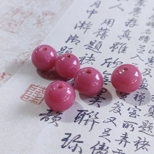 重金深粉色老琉璃16mm左右古法博山老琉璃复古中式中古高端配珠