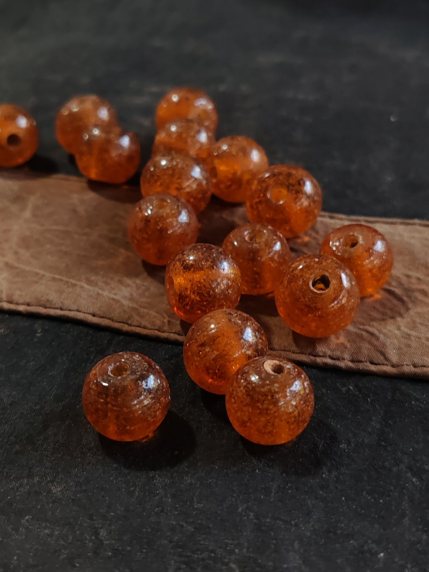 古法手工12/10㎜老琉璃霏雪落尘珠散珠配珠佛珠配珠饰品文玩配珠