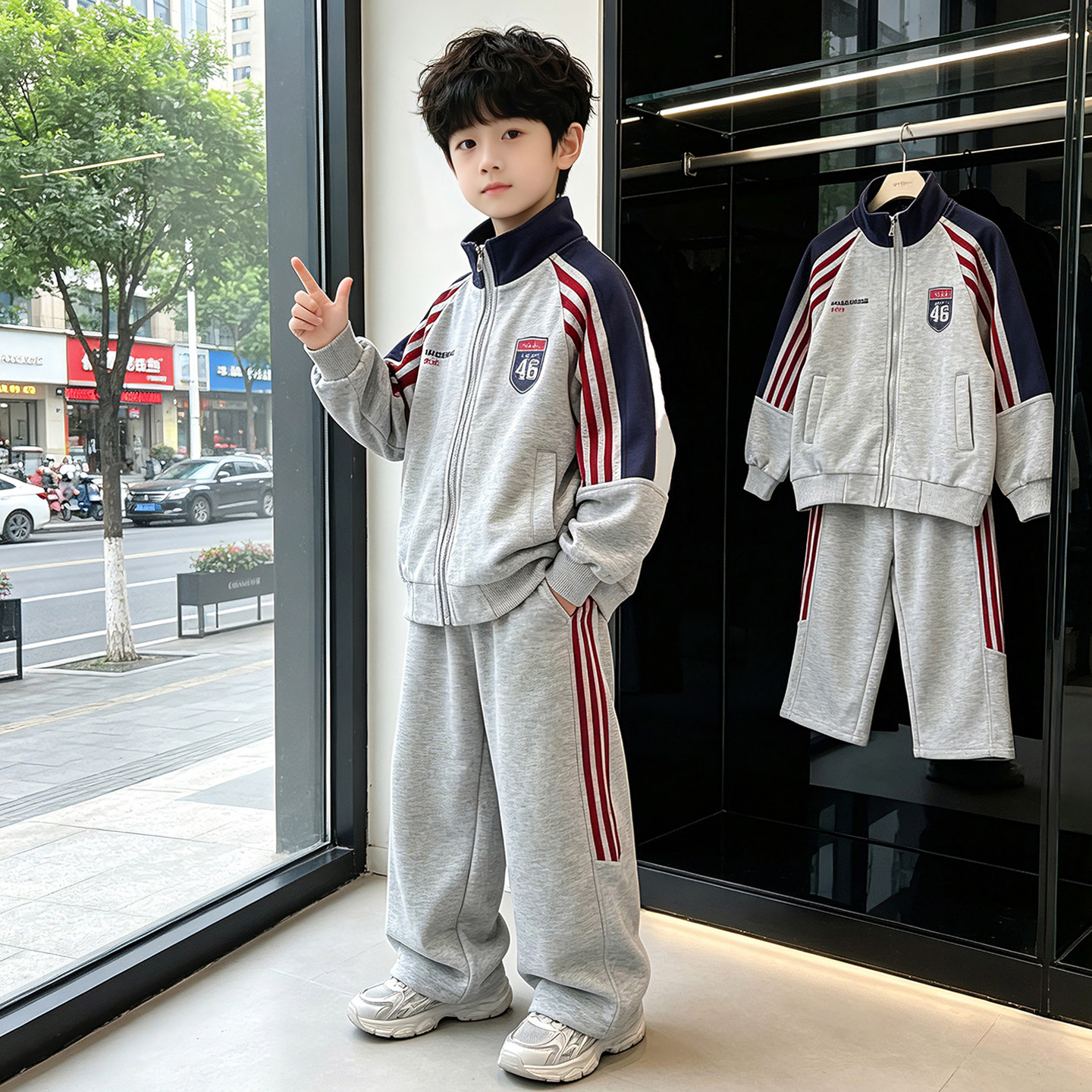 男童秋套装2026新款中大童春秋款运动卫衣两件套学生一整套衣服潮