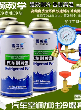 汽车空调R134a冷媒加氟套装制冷剂雪种氟利昂挖土机货车卡车充氟