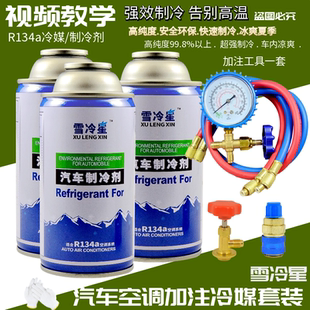 制冷剂雪种氟利昂挖土机货车卡车充氟 汽车空调R134a冷媒加氟套装