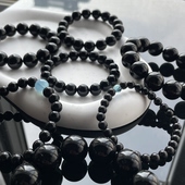 冰种单圈情侣款 纯黑 佛珠手串手饰礼物 黑曜石手链 史记源珠宝