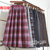 冬季 加厚格子毛呢半身裙女秋冬2025新款 小个子A字长裙子半裙冬裙