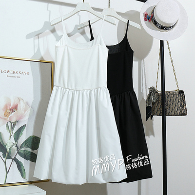 法式白色吊带背带花苞短裙连衣裙女秋冬季2025新款小个子打底裙子