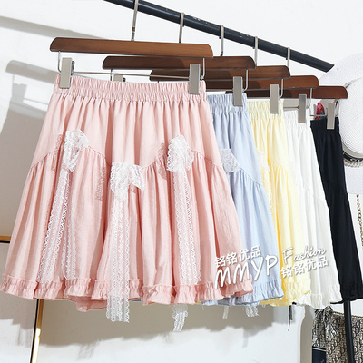 甜美蕾丝绑带半身裙短裙