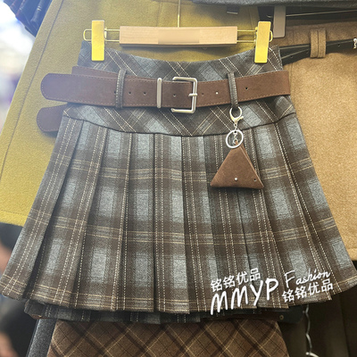 秋冬款复古格子裙百褶半身裙女2025新款学院风小个子A字短裙半裙