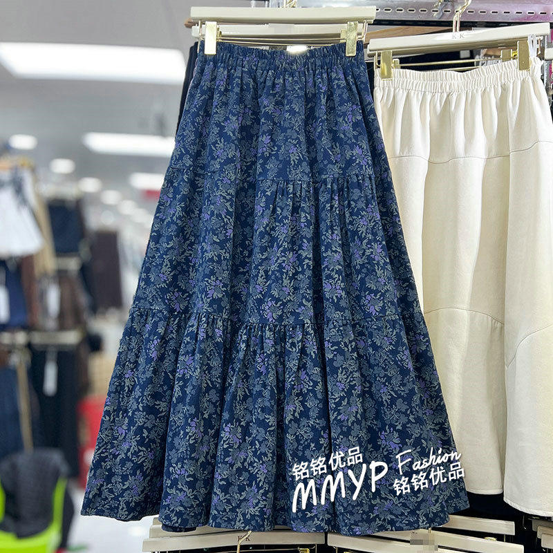 复古森系小碎花蛋糕半身裙