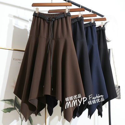 设计感不规则加厚毛呢半身裙女冬季2025新款高腰显瘦中长款大摆裙