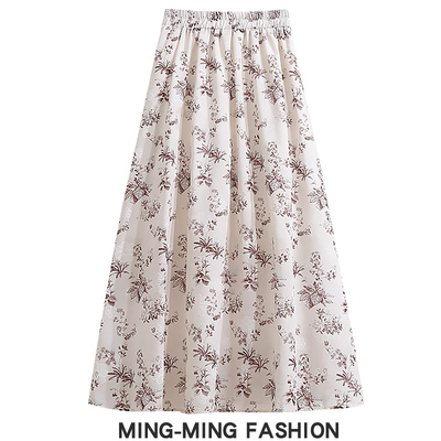刺绣印花A字大摆半身裙