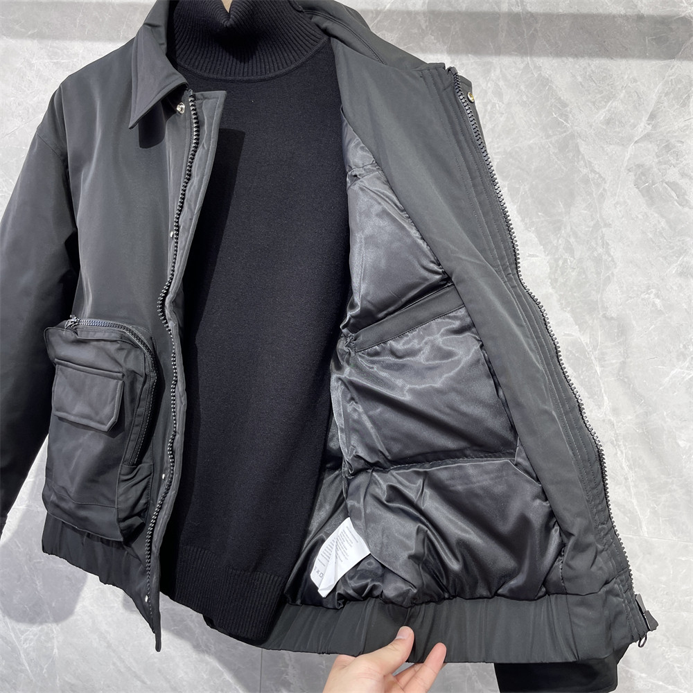 AUTUMN AND WINTER NEW FASHION RETRO PADDED LAPEL COTTON JACKET MENS KOREAN VERSION CASUAL WARM LARGE POCKET COTTON JACKET TIDE