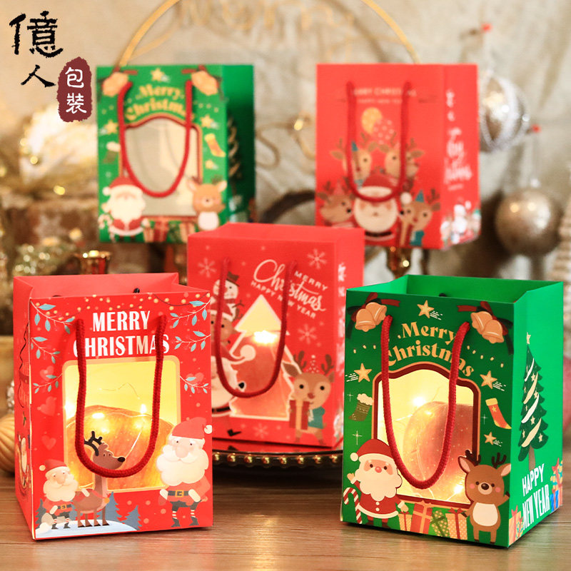 新款圣诞手提袋圣诞苹果包装平安果包装盒礼物手提袋礼品袋