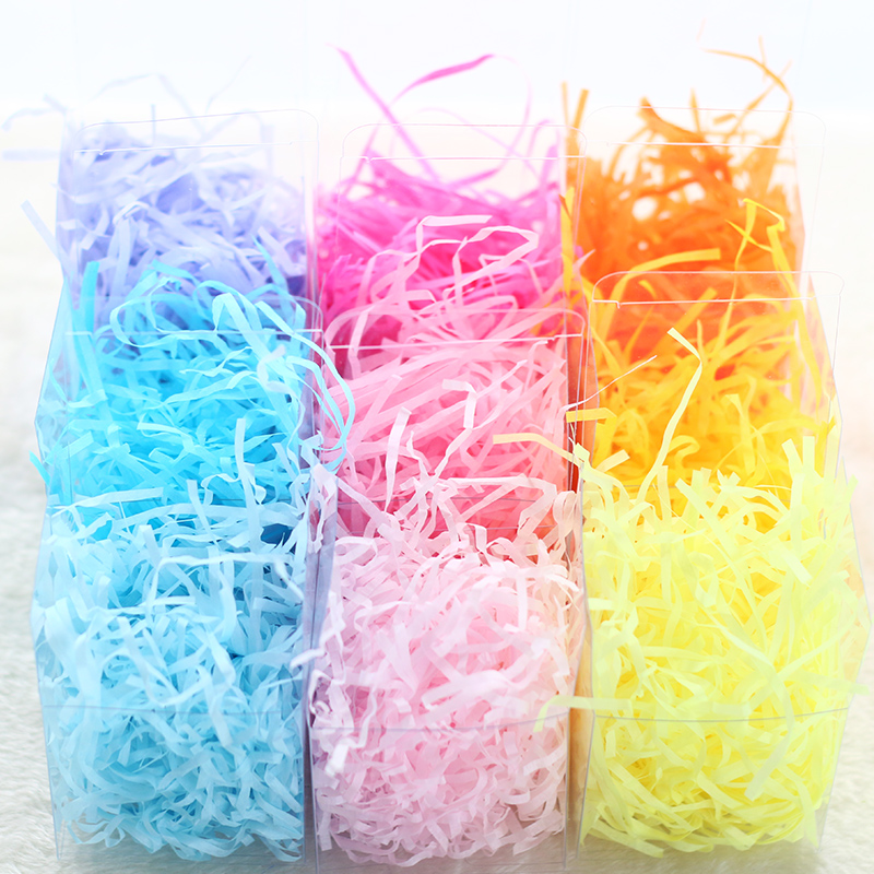 热销喜糖盒配件拉菲草纸丝 包装盒填充物彩色碎纸多色可选