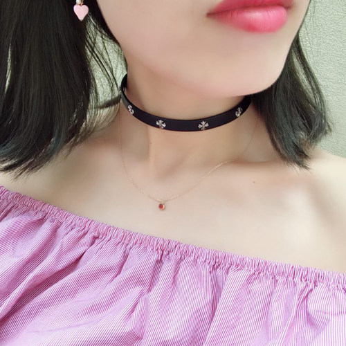 原创牛皮coker项圈女铆钉朋克